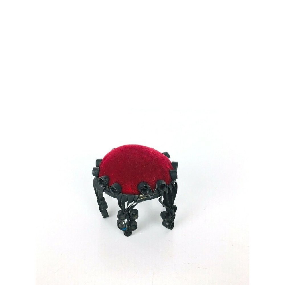 Vtg Tin Can Rocking Chair Ottoman Victorian Dollhouse Furniture Folk Tra… - Picture 5 of 9